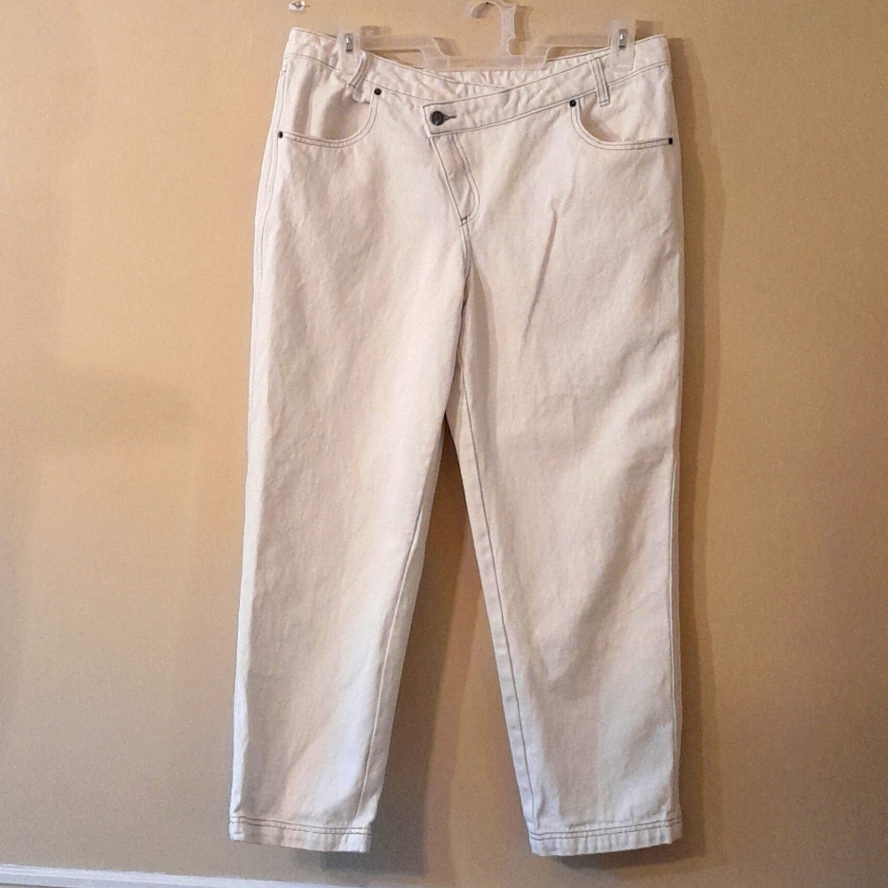 Kahlana Barfield Brown Future Collective High Rise Overlap Waist Straigh Jeans